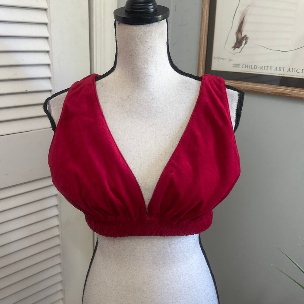Pit Bull Crop Top Womens Large Reversible Red Velvet Retro Y2K Indie Club *